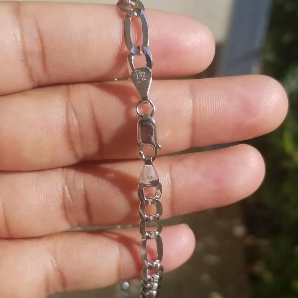 Sterling Silver 925 Rhodium finish Flat Figaro 150 Chain 5mm 18